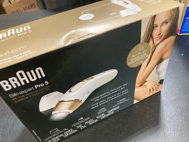 Photo 1 of Braun IPL Silk·Expert Pro 5 PL5157 Latest Generation IPL, Permanent Visible Hair Reduction, Holiday Gifts for Women and Men, at-Home Hair Removal System with Soft Pouch and Precision Head