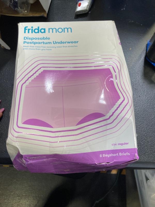 Photo 1 of Frida Mom Women's Postpartum Underwear, Disposable Boyshort Underwear, Seamless with Stretchy Support, Postpartum Essentials, Size Regular (Waist 28"-42" Stretched), 8 Count, Grey