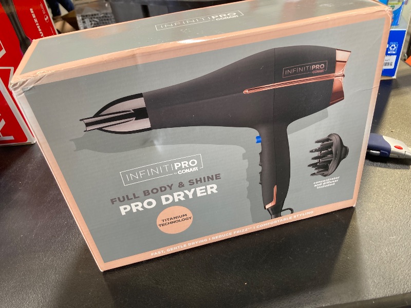 Photo 1 of INFINITIPRO BY CONAIR Hair Dryer with Diffuser | AC Motor Pro Hair Dryer with Ceramic Technology | Includes Diffuser and Concentrator | Black | Packaging May Vary