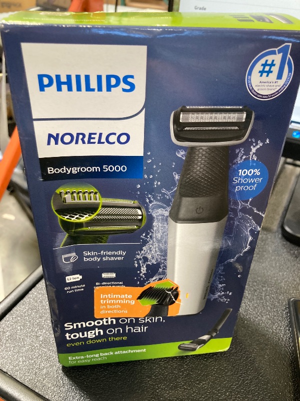 Photo 1 of Philips Bodygroom Series 5000, Showerproof Groin and Body Trimmer, Close and Comfortable Shave, Complete Body Grooming Including Back, 60 Min. Runtime, Model BG5025/40