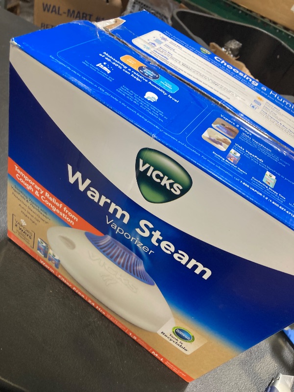 Photo 1 of Vicks Warm Steam Vaporizer, Small to Medium Rooms, 1.5 Gallon Tank – Warm Mist Humidifier for Baby and Kids Rooms with Night Light, Works with Vicks VapoPads and VapoSteam