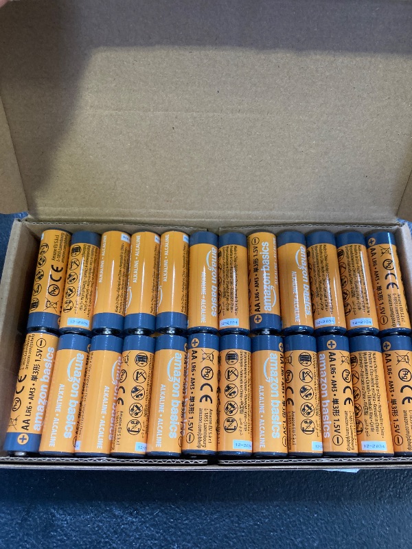 Photo 1 of Amazon Basics 48-Pack AA Alkaline High-Performance Batteries, 1.5 Volt, 10-Year Shelf Life