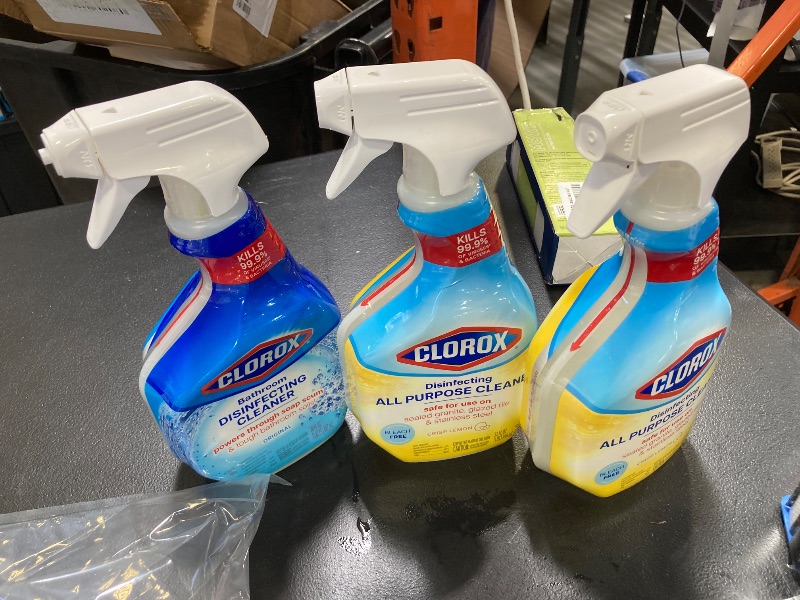 Photo 1 of Clorox Disinfecting All-Purpose Cleaner 32 Oz and Disinfecting Bathroom Cleaner, Household Essentials, 30 Oz, Pack of 3