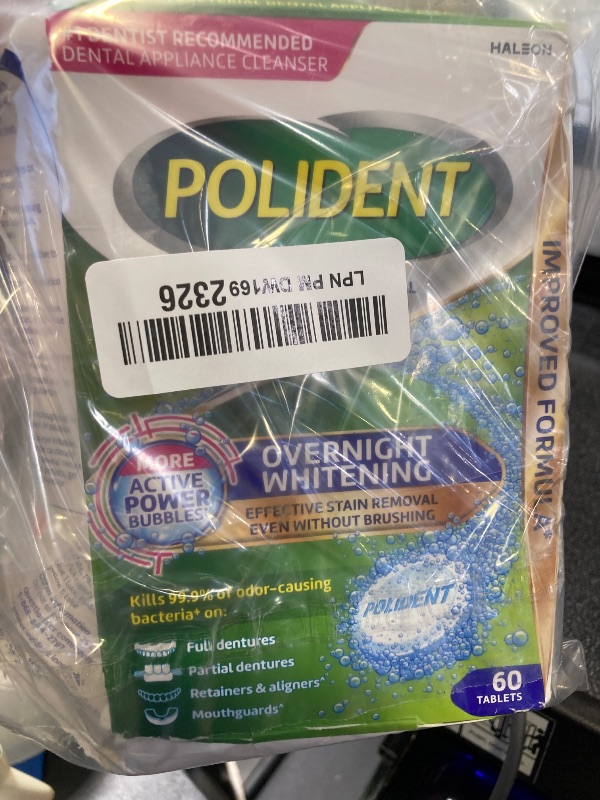 Photo 1 of Polident Overnight Whitening Antibacterial Dental Appliance Cleanser Tablets, 60 Count