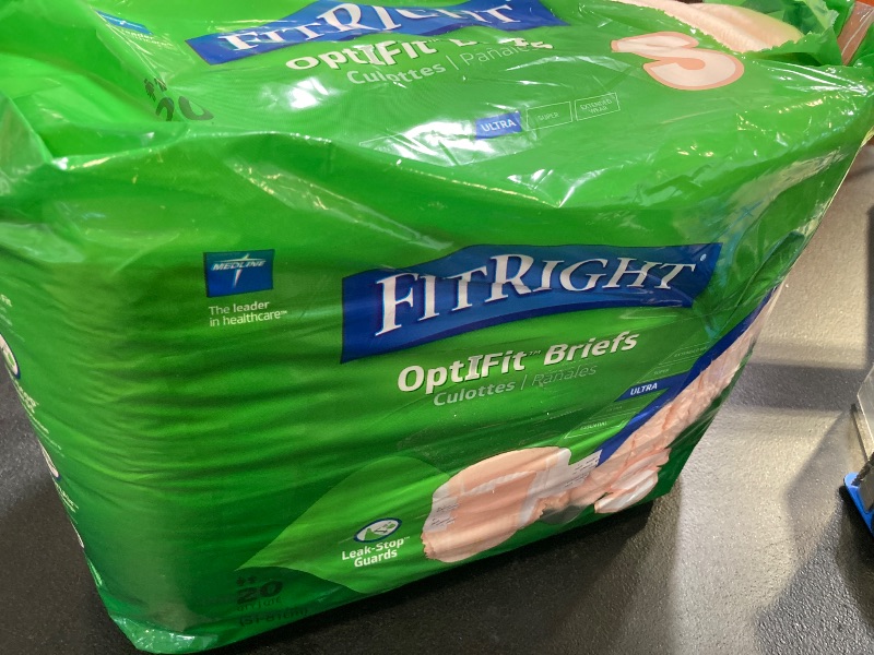 Photo 1 of FitRight OptiFit Ultra Adult Briefs, Incontinence Diapers with Tabs, Heavy Absorbency, Small, 20 to 32", 20 Count