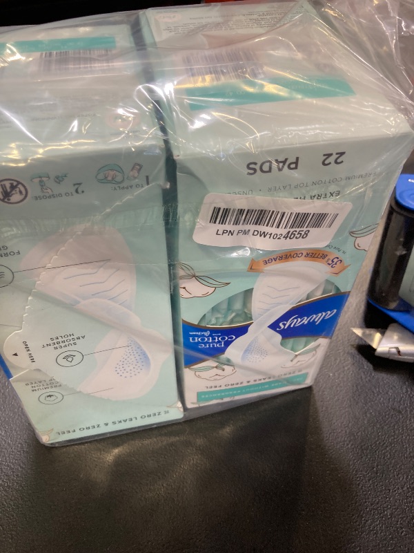 Photo 1 of Always Pure Cotton Feminine Pads for Women, FlexFoam Pads with Wings, Size 3, Extra Heavy Flow Absorbency, Made with a Premium Cotton Top Layer, 22 Count x 3 Packs (66 Count Total)(Packaging May Vary)
