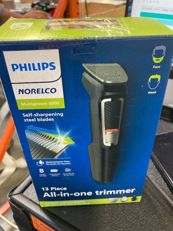 Photo 1 of Norelco Philips Multi Groomer All-in-One Trimmer Series 3000-13 Piece Mens Grooming Kit for Beard, Face, Nose, Ear Hair Trimmer and Hair Clipper - NO Blade Oil Needed, MG3740/40