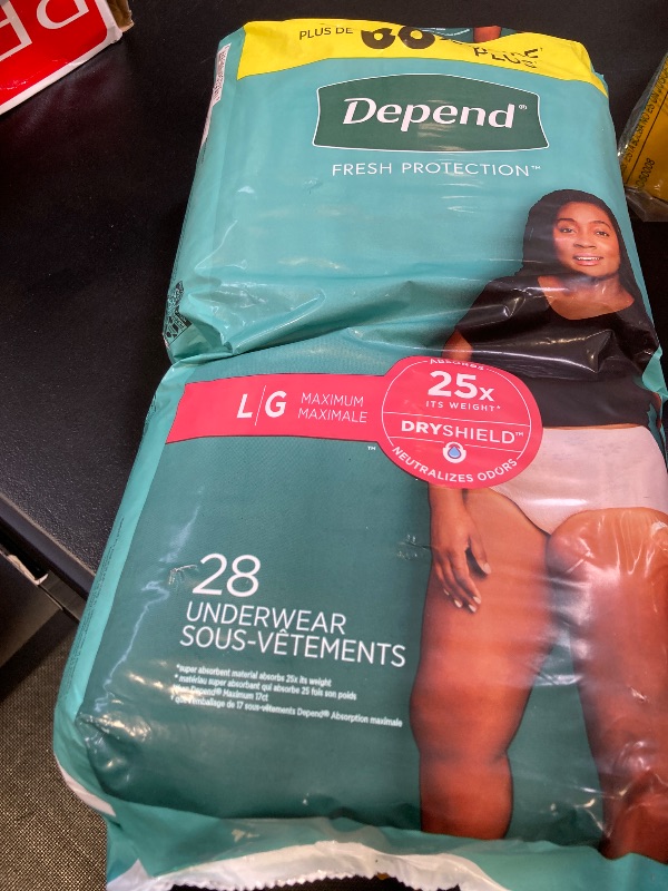 Photo 1 of Depend Fresh Protection Adult Incontinence & Postpartum Bladder Leak Underwear for Women, Disposable, Maximum, Large, Blush, 28 Count, Packaging May Vary