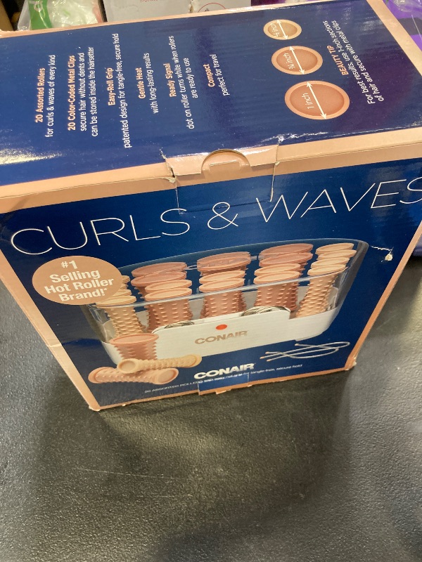 Photo 1 of Conair Double Ceramic Hot Rollers for Long, Medium, and All Hair - Hair Curler - Hair Roller Clips Included - 1/2 inch, 3/4 inch, and 1 inch Rollers