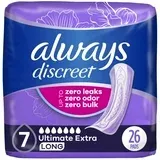 Photo 1 of Always Discreet Adult Incontinence Pads for Women, Ultimate Extra Absorbency, Long Length, Postpartum Pads, 26 CT