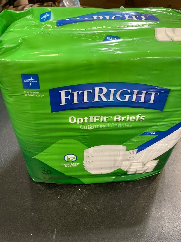 Photo 1 of FitRight Ultra Adult Diapers, Disposable Incontinence Briefs, Leak-Proof Diaper, Absorbent Briefs For Men and Women, Maximum Protection, Medium, 32 – 44 in, 20 briefs per bag