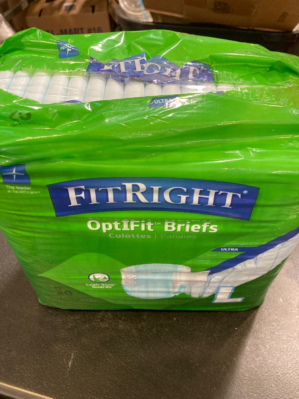 Photo 1 of FitRight Ultra Adult Diapers, Disposable Incontinence Briefs, Leak-Proof Diaper, Absorbent Briefs For Men and Women, Maximum Protection, Large, 44 – 56 in, 20 briefs per bag