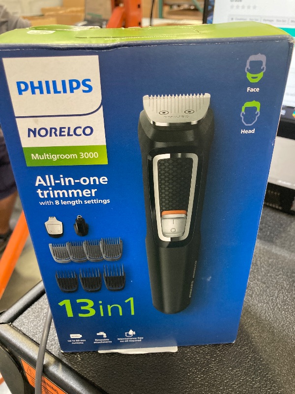 Photo 1 of Norelco Philips Multi Groomer All-in-One Trimmer Series 3000-13 Piece Mens Grooming Kit for Beard, Face, Nose, Ear Hair Trimmer and Hair Clipper - NO Blade Oil Needed, MG3740/40