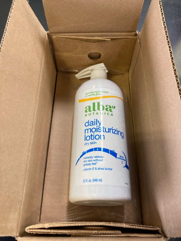 Photo 1 of Alba Botanica Daily Moisturizing Lotion, Dry Skin, with Vitamin E and Shea Butter, 32 Oz (Packaging May Vary)