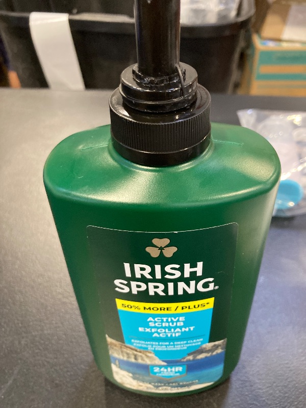 Photo 1 of Irish Spring Active Scrub Exfoliating Body Wash for Men, 24-Hour Fresh, Face and Body Wash, Men’s Body Wash, Biodegradable Ingredients, Paraben Free, Cool Fresh Scent, 30 fl oz Pump Bottle
