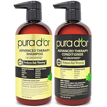 Photo 1 of PURA D'OR 16 Oz Original Gold Label Anti-Thinning Biotin Shampoo Natural Earthy Scent, CLINICALLY TESTED Effective Results, Herbal Hair Thickening Products, 3-1 Wash, Women & Men, Color Treated Hair