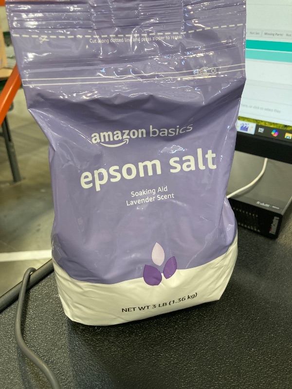 Photo 1 of Amazon Basics Epsom Salt Soaking Aid, Lavender Scented, 3 Pound, 1-Pack (Previously Solimo)