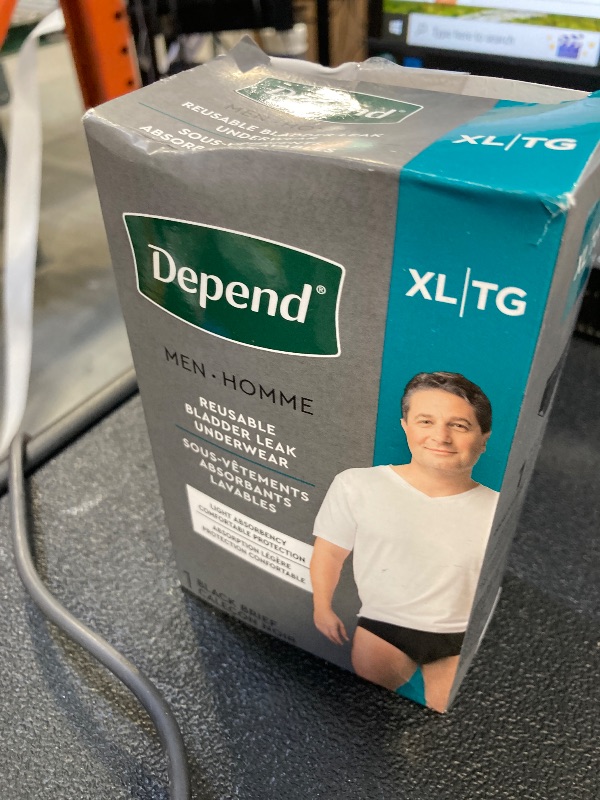 Photo 1 of Depend Washable Adult Incontinence Underwear for Men, Reusable, Light Absorbency, XL, Black, 1 Count