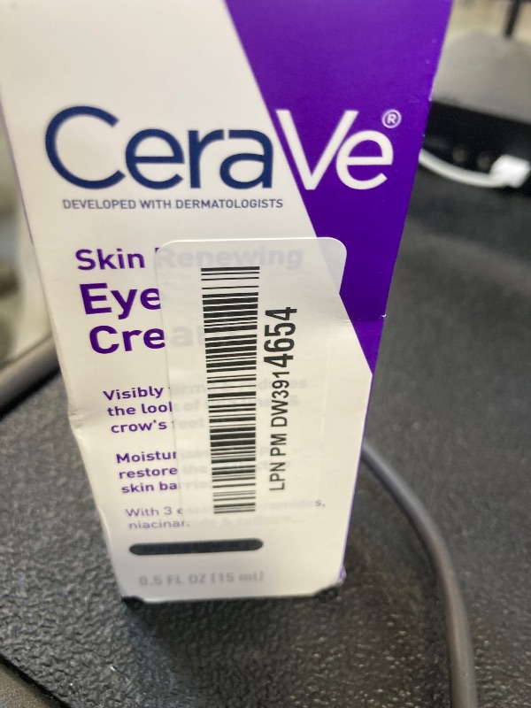 Photo 1 of CeraVe Skin Renewing Eye Cream For Wrinkles, Under Eye Cream With Peptides + Caffeine + Niacinamide, For Wrinkles & Crows Feet, Paraben Free & Opthalmologist Tested
