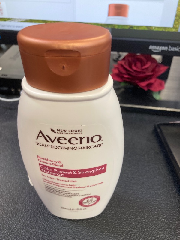 Photo 1 of OGX Aveeno Color Protect Strengthen+ Blackberry Quinoa Shampoo, Fresh, 12 Fl Oz