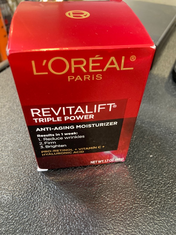 Photo 1 of L'Oreal Paris Revitalift Triple Power Anti-Aging Face Moisturizer, Pro Retinol, Hyaluronic Acid & Vitamin C to Reduce Wrinkles, Firm & Brighten Skin, 1.7 Oz