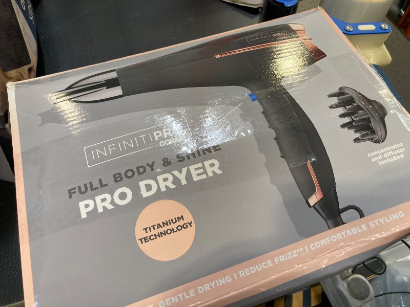 Photo 1 of INFINITIPRO BY CONAIR Hair Dryer with Diffuser | AC Motor Pro Hair Dryer with Ceramic Technology | Includes Diffuser and Concentrator | Black | Packaging May Vary