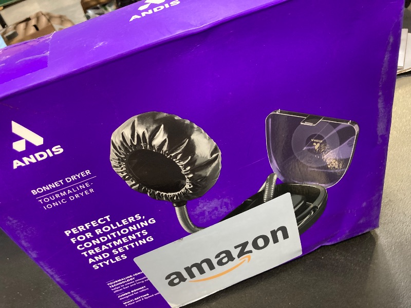 Photo 1 of Andis 80745 Ionic Professional Bonnet Hair Dryer - Includes 40" Flexible Hose & Convenient Storage Case, Fits on Average Size of 1" Roller, 2-Speed/ 2 Heat Settings for Styling - 500 Watts, Black