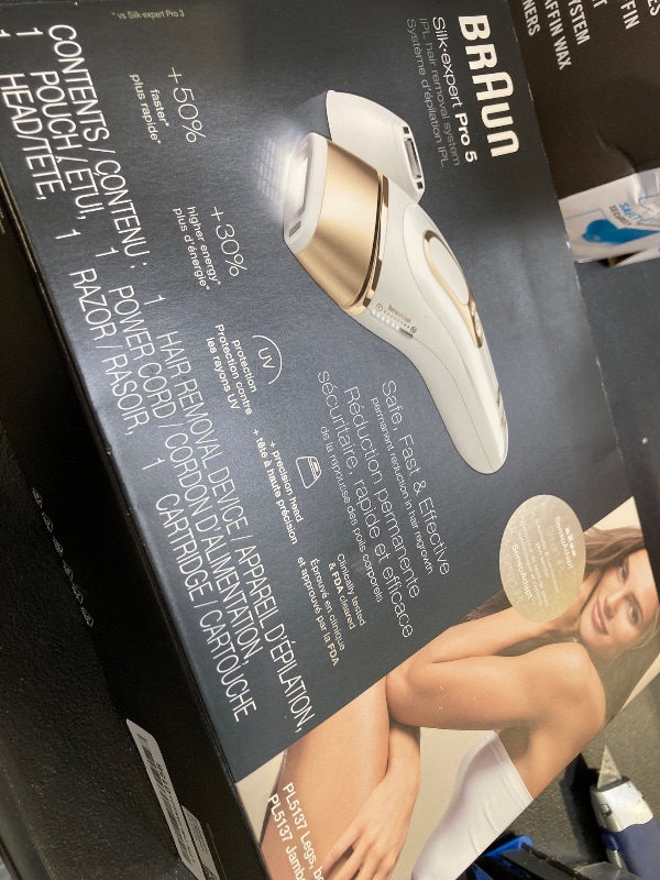 Photo 1 of Braun IPL at Home Laser Hair Removal for Women and Men, Silk Expert Pro 5 PL5137 with Venus Swirl Razor, Permanent Visible Hair Reduction in Hair Regrowth for Body & Face, Corded, PL5137
