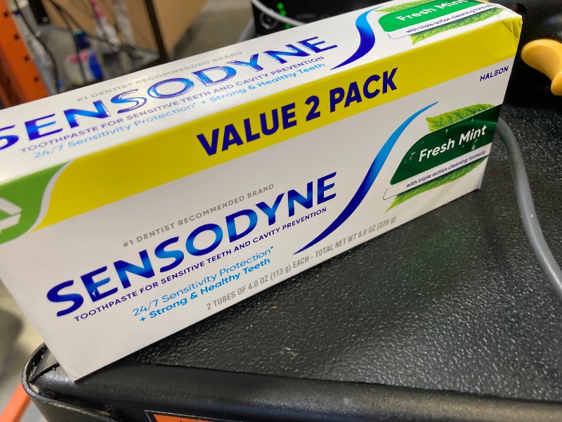 Photo 1 of Sensodyne Fresh Mint Sensitive Toothpaste, ADA Accepted Toothpaste for Cavity Prevention and Sensitive Teeth Treatment - 4 Ounces (Pack of 2)