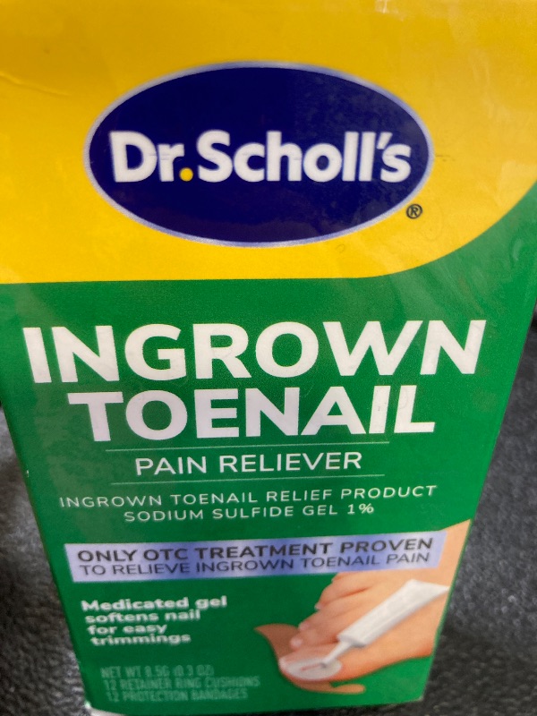 Photo 1 of Dr. Scholl's Ingrown Toenail Pain Reliever, 0.3oz // Medicated Gel Softens Nails for Easy Trimming and Foam Ring and Bandage Protect the Affected Area White