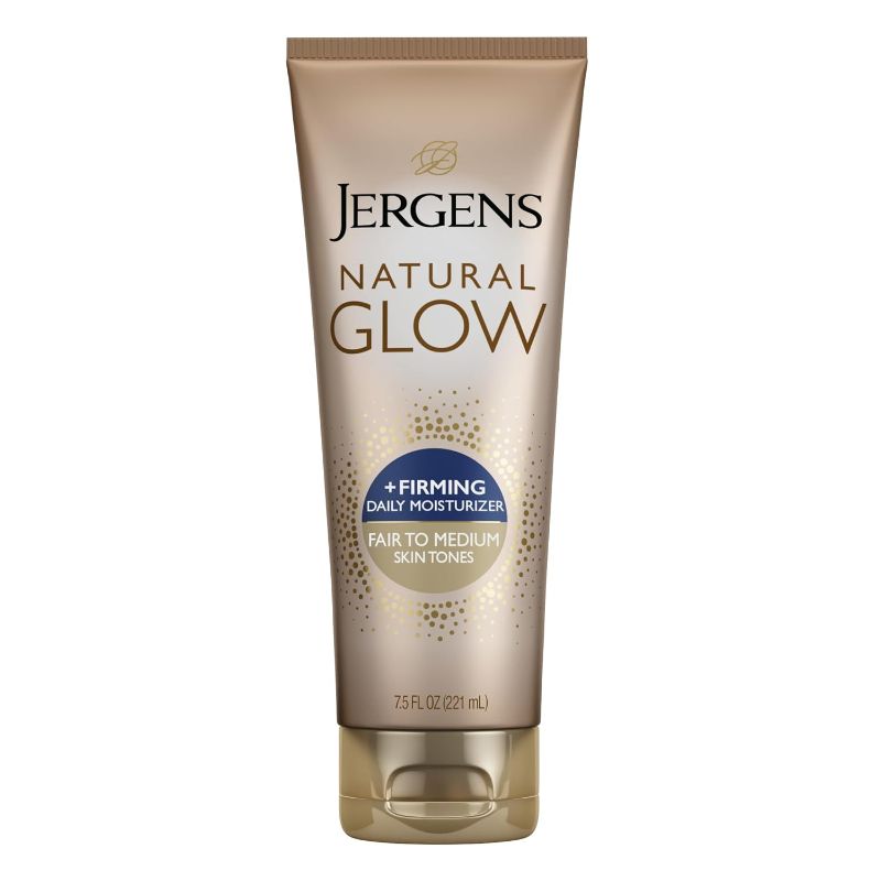 Photo 1 of Jergens Natural Glow +Firming Self Tanner Body Lotion, Medium to Deep Skin Tone, Sunless Tanning Moisturizer with Collagen and Elastin, Helps to Visibly Reduce Cellulite, 7.5 Oz, 