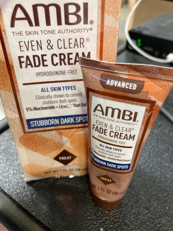 Photo 1 of Ambi Even & Clear Advanced Fade Cream, Hydroquinone-free, Hyperpigmentation Treatment, Stubborn Dark Spot Corrector, Results In As Little As 2-3 Weeks, Niacinamide, Licorice Root Extract, PHA, 1 Fl Oz