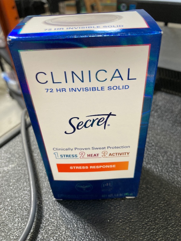Photo 1 of Secret Clinical Strength Antiperspirant Deodorant for Women, Stress Response, 3X Stress Protection, 72hr Sweat & Odor Protection, PH Balancing Minerals, Soft Solid, 1.6 oz 