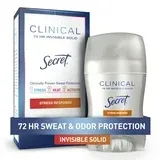 Photo 1 of Secret Clinical Strength Antiperspirant Deodorant for Women, Stress Response, 3X Stress Protection, 72hr Sweat & Odor Protection, PH Balancing Minerals, Soft Solid, 1.6 oz 