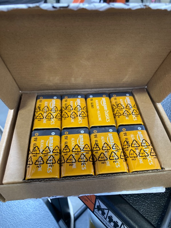 Photo 1 of Amazon Basics 8-Pack 9V Alkaline Batteries, 5-Year Shelf Life - for Smoke/CO Detector, Electronics & Audio