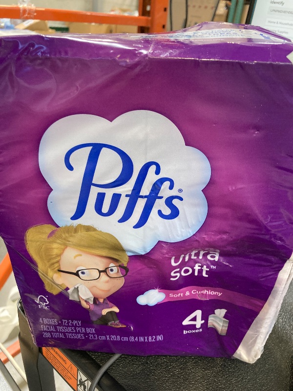Photo 1 of Puffs Ultra Soft Facial Tissues, 4 Mega Cube Box, 72 Facial Tissues Per Box