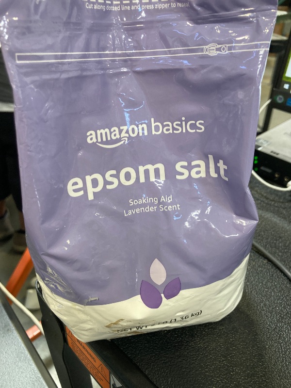 Photo 1 of Amazon Basics Epsom Salt Soaking Aid, Lavender Scented, 3 Pound, 1-Pack (Previously Solimo)