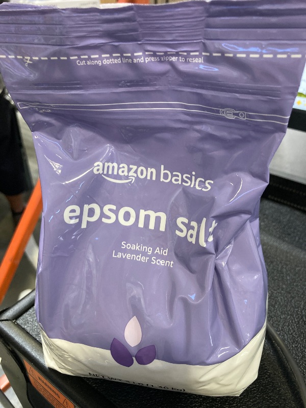 Photo 1 of Amazon Basics Epsom Salt Soaking Aid, Lavender Scented, 3 Pound, 1-Pack (Previously Solimo)