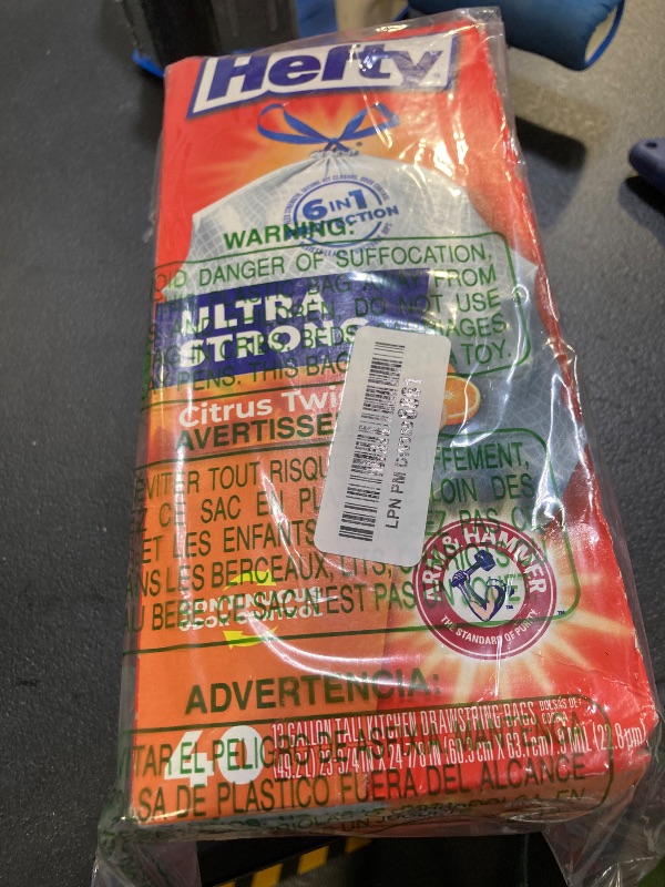 Photo 1 of Hefty Ultra Strong Tall Kitchen Trash Bags, Citrus Twist Scent, 13 Gallon, 40 Count