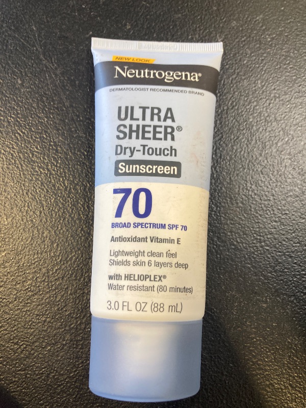 Photo 1 of Neutrogena Ultra Sheer Dry-Touch Water Resistant and Non-Greasy Sunscreen Lotion with Broad Spectrum SPF 70, 3 Fl Oz (Pack of 1)