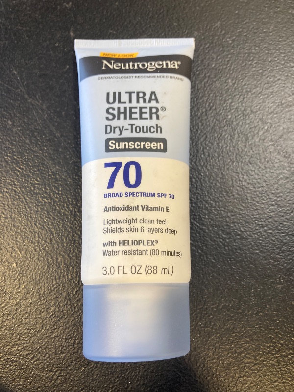 Photo 1 of Neutrogena Ultra Sheer Dry-Touch Water Resistant and Non-Greasy Sunscreen Lotion with Broad Spectrum SPF 70, 3 Fl Oz (Pack of 1)