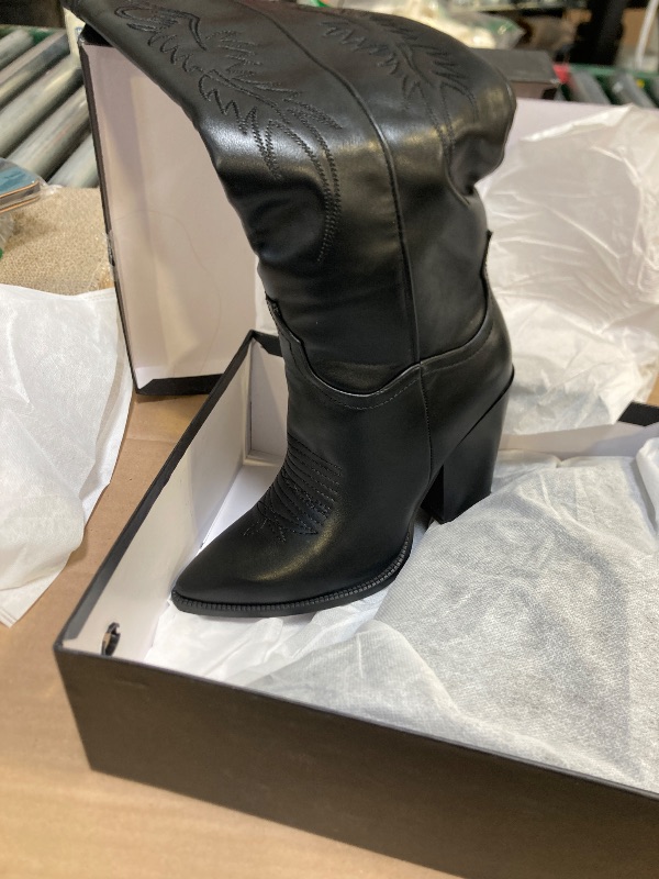Photo 1 of Size 7--ISNOM Black Cowboy Boots for Women Cowgirl Boots Western Boots Women Knee High Cowboy Boots Knee High Western Boots Tall Cowboy Boot Womens Wide Calf Cowboy Boot