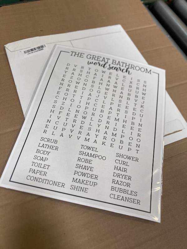 Photo 1 of Bathroom Word Search Art Print - Unframed - 11x14 | Unique and Fun Wall Decor for Bathrooms | Bathroom Decor for Adding a Touch of Whimsy and Entertainment to Your Home
