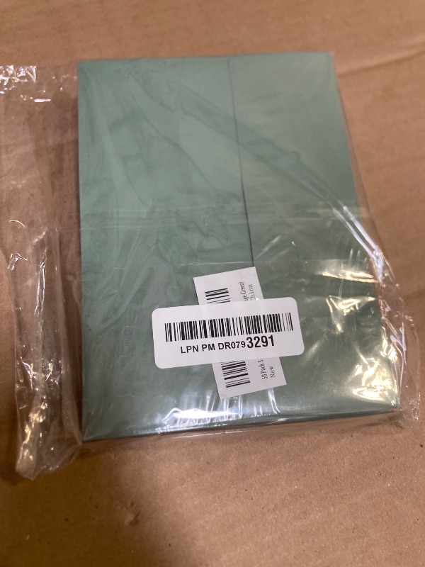 Photo 1 of 50 Pack 5 x 7 Envelopes Colored Self Seal for Wedding, Party Invitations, Greeting Cards, Announcements, Photos, 5.24 x 7.21 Inches (Sage Green)