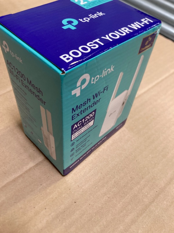 Photo 1 of TP-Link AC1200 WiFi Extender, 2024 Wirecutter Best WiFi Extender, 1.2Gbps home signal booster, Dual Band 5GHz/2.4GHz, Covers Up to 1500 Sq.ft and 30 Devices ,support Onemesh, One Ethernet Port (RE315)