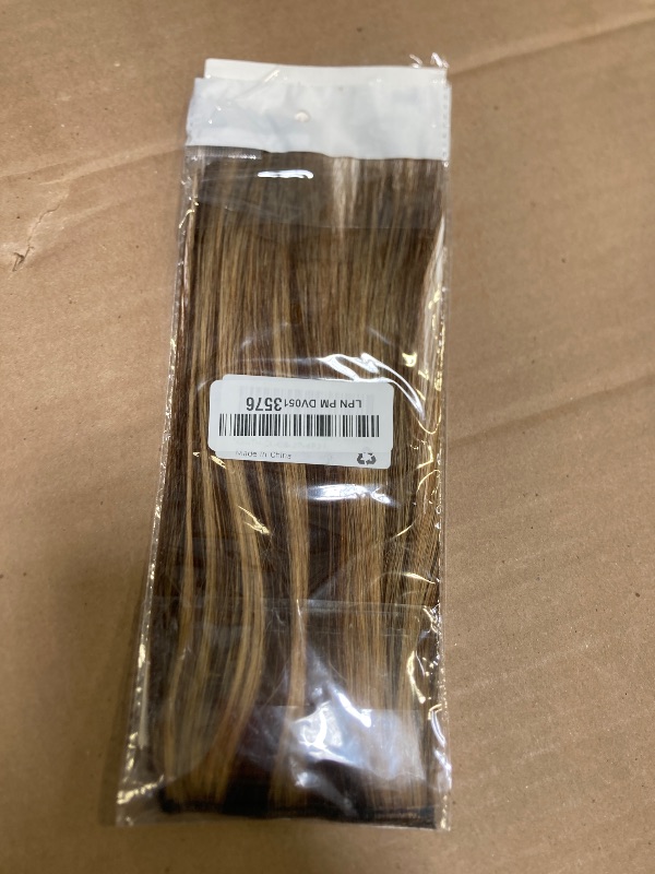 Photo 1 of 2 Pcs Short Hair Extensions, Human Hair Clip in Extensions for Women 8 Inch Medium Brown Mixed Honey Blonde
