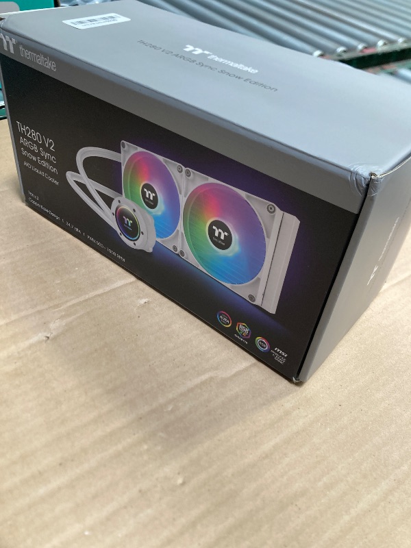 Photo 1 of Thermaltake TH280 V2 ARGB Sync/AlO Liquid Cooler/Fan 140mm*2/PWM 500~1800 RPM/Mirror Waterblock/MB ARGB Sync Control/White, CL-W377-PL14SW-A