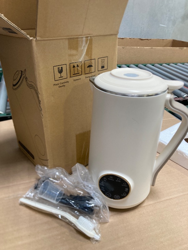 Photo 1 of 8-in-1 Nut Milk Maker, 40.5oz (1200ml) Capacity, Homemade Almond, Oat, Coconut, Soy, Plant-Based Milks, Automatic Blender with Delay Start, Keep Warm, Self-Cleaning, Boil Water Functions- White