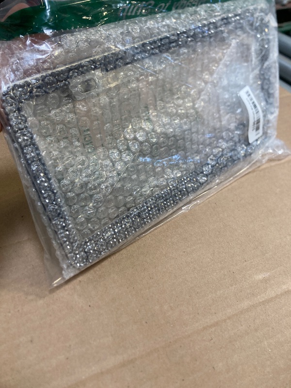 Photo 1 of QUANQIUFEI 2 Pack Bling License Plate Frames for Women, Sparkly Rhinestone Diamond Car Accessories with Glitter Crystal Caps (Gilded Black)
