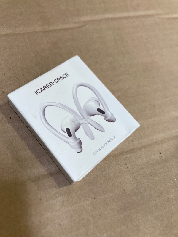 Photo 1 of ICARERSPACE 2 Pairs AirPods Ear Hooks for AirPods Pro 2, AirPods Pro, AirPods 4, 3, 2 & 1, Upgraded Anti Slip Sports Clip Hooks for AirPods 1, 2, 3, 4,Pro and Pro 2 – White